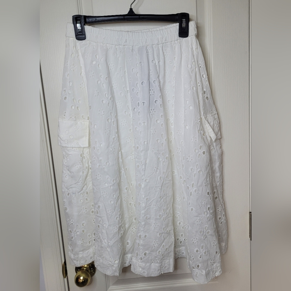 NU DENMARK White Eyelet Cargo Maxi Skirt. Sz S. NWT - Picture 7 of 9